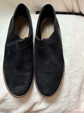 Women Black Slip-On Suede Shoes - Classic Comfort